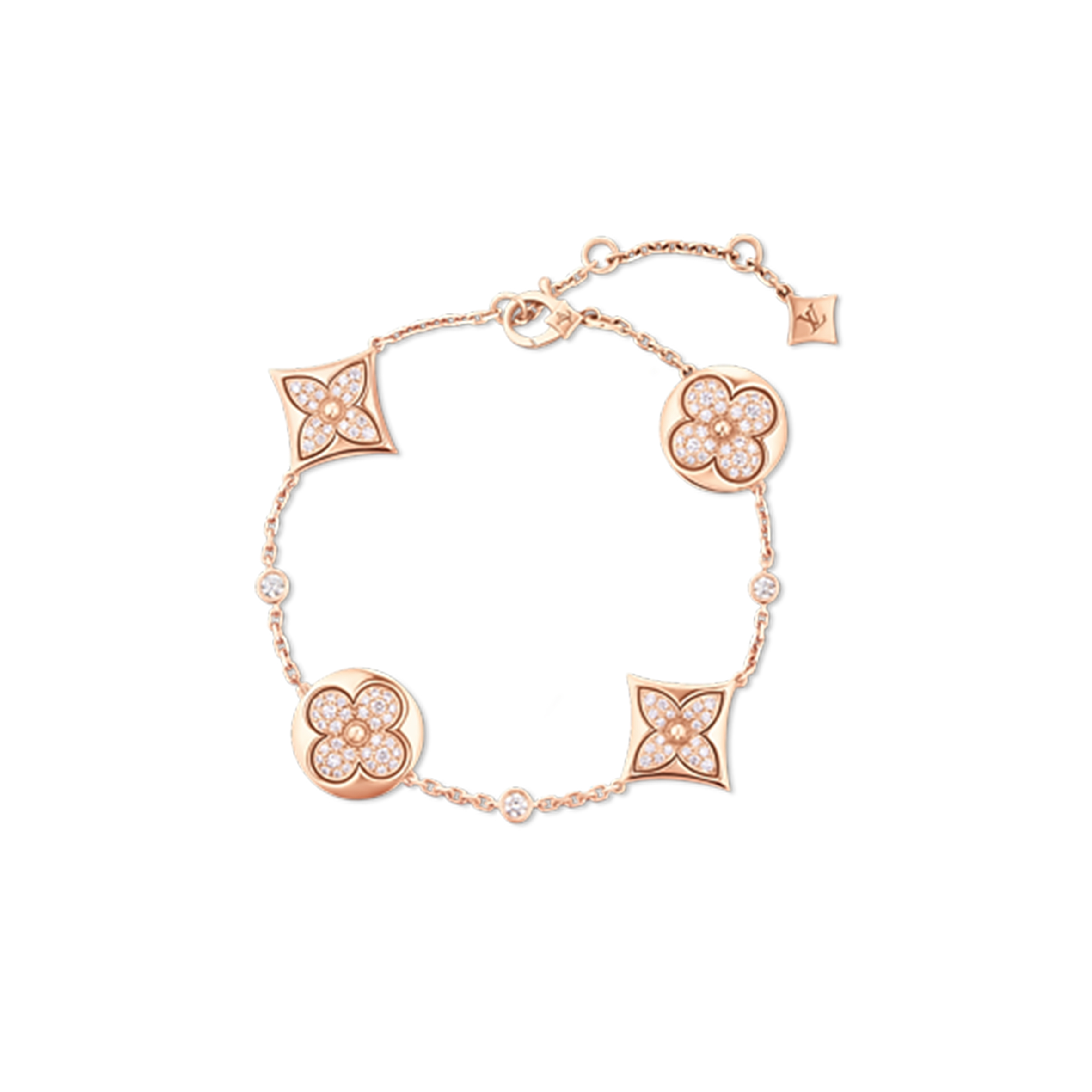 l**is V*t*n color blossom bb multi-motifs bracelet, pink gold and diamonds q95650